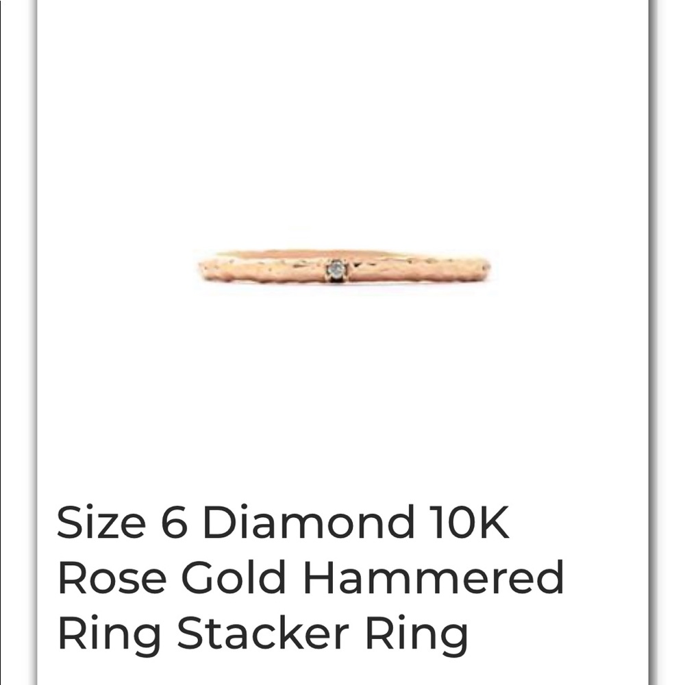 10k Rose Gold Diamond Hammered Ring